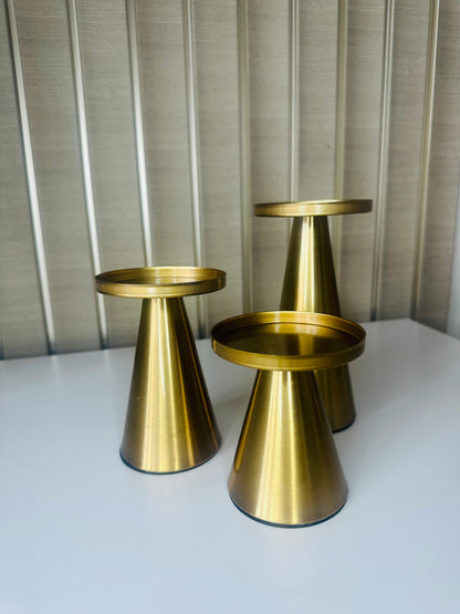 Koperen set gouden kandelaren
